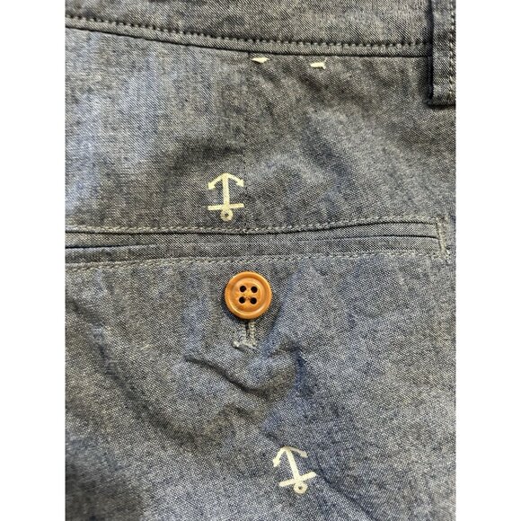 J Crew Gramercy Nautical Sailor Anchor Chambray Blue Cotton Shorts Size 32W - Picture 3 of 5